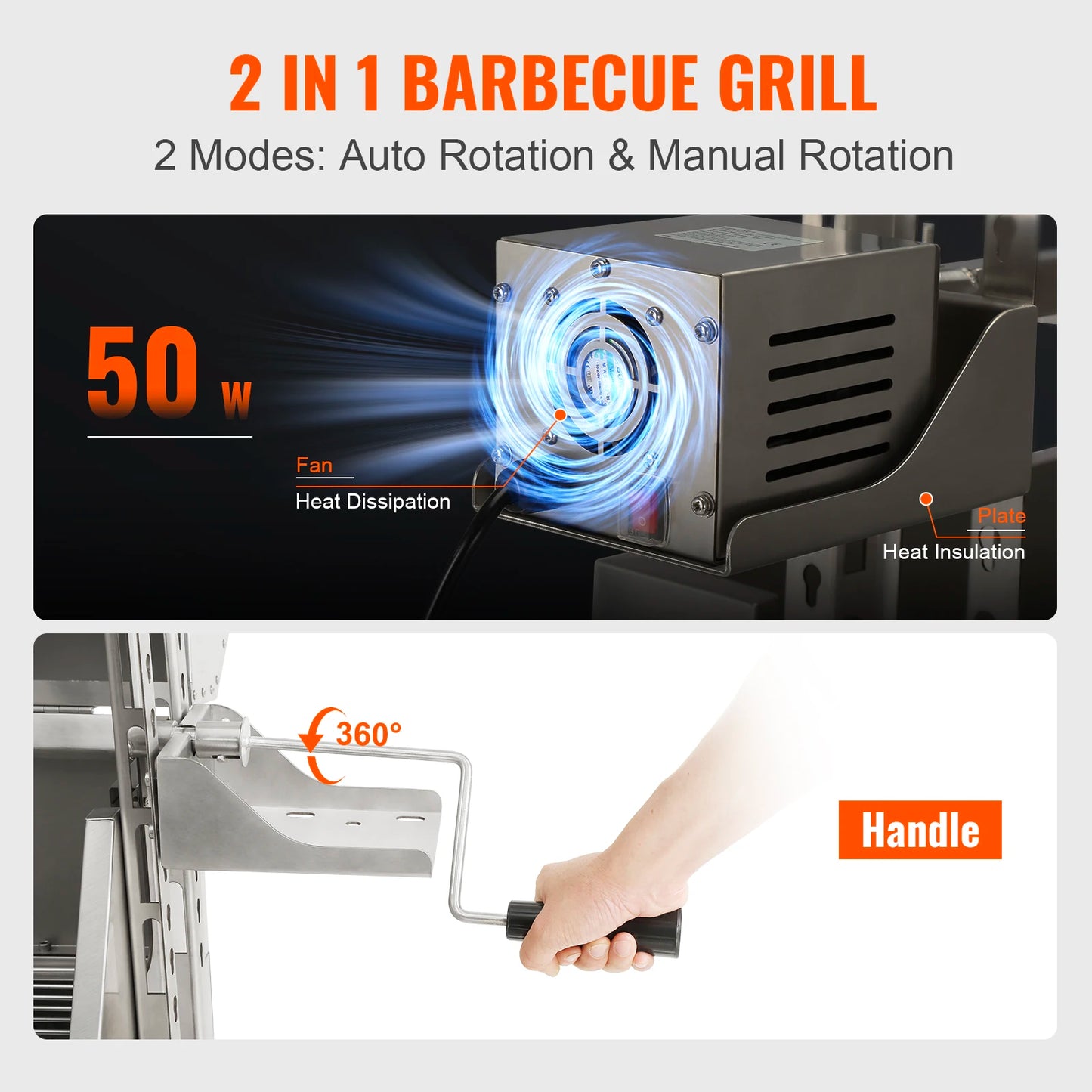 Vevor Stainless Steel Rotisserie Grill W/ Hooded Cover