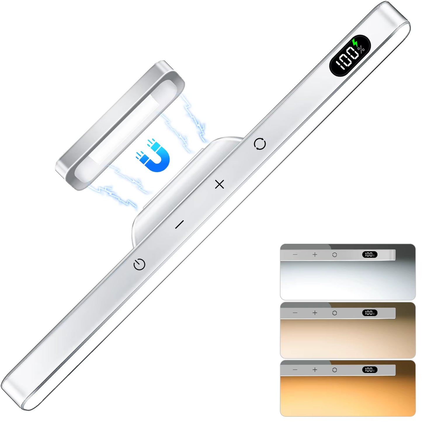 WILLED 5W Dimmable Mirror Light 3 Colors Adjustable Makeup Light with 2500Mah Rechargeable under Cabinet for Closet Bedside Desk