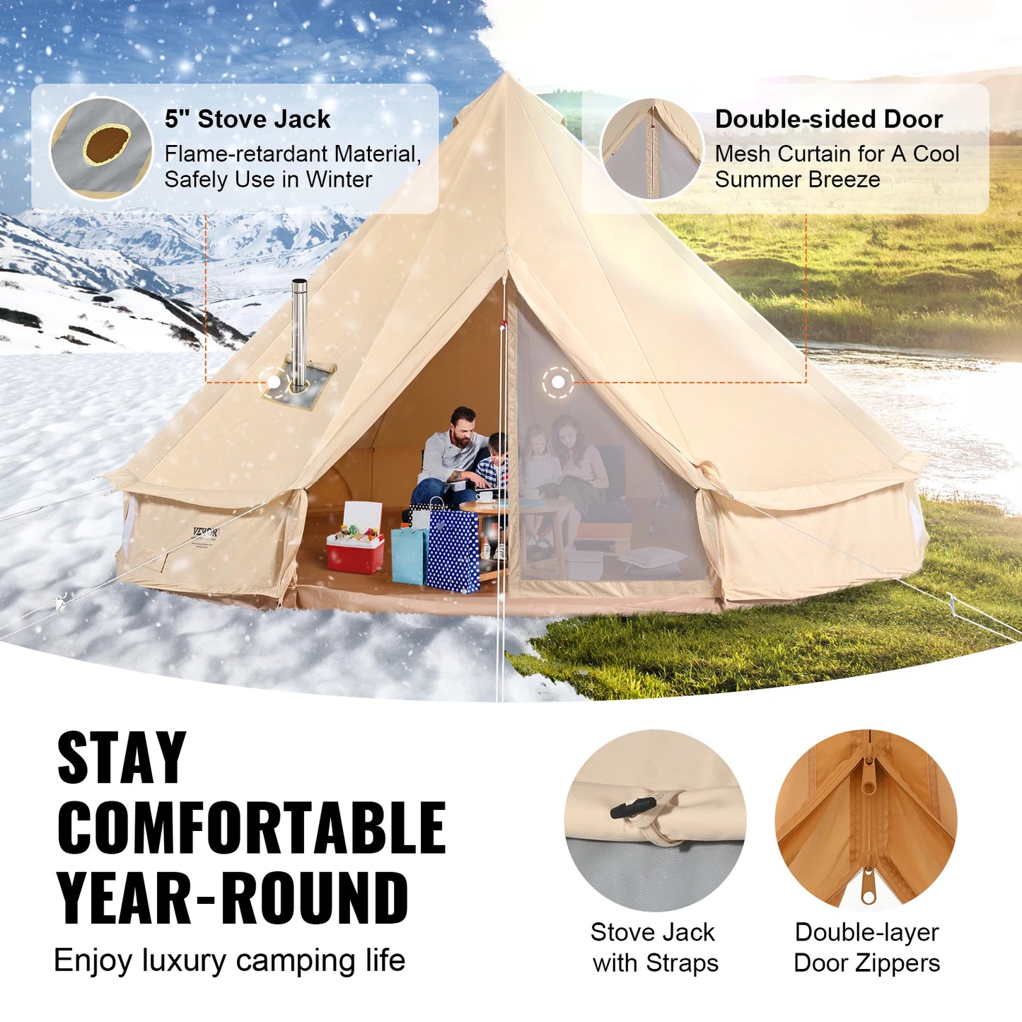 VEVOR 4 Seasons Canvas Tent