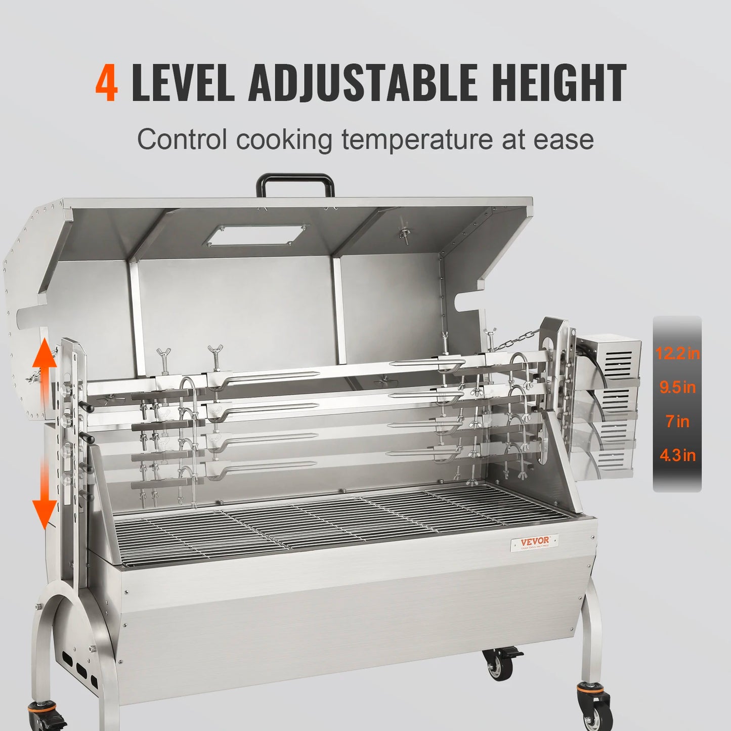 Vevor Stainless Steel Rotisserie Grill W/ Hooded Cover