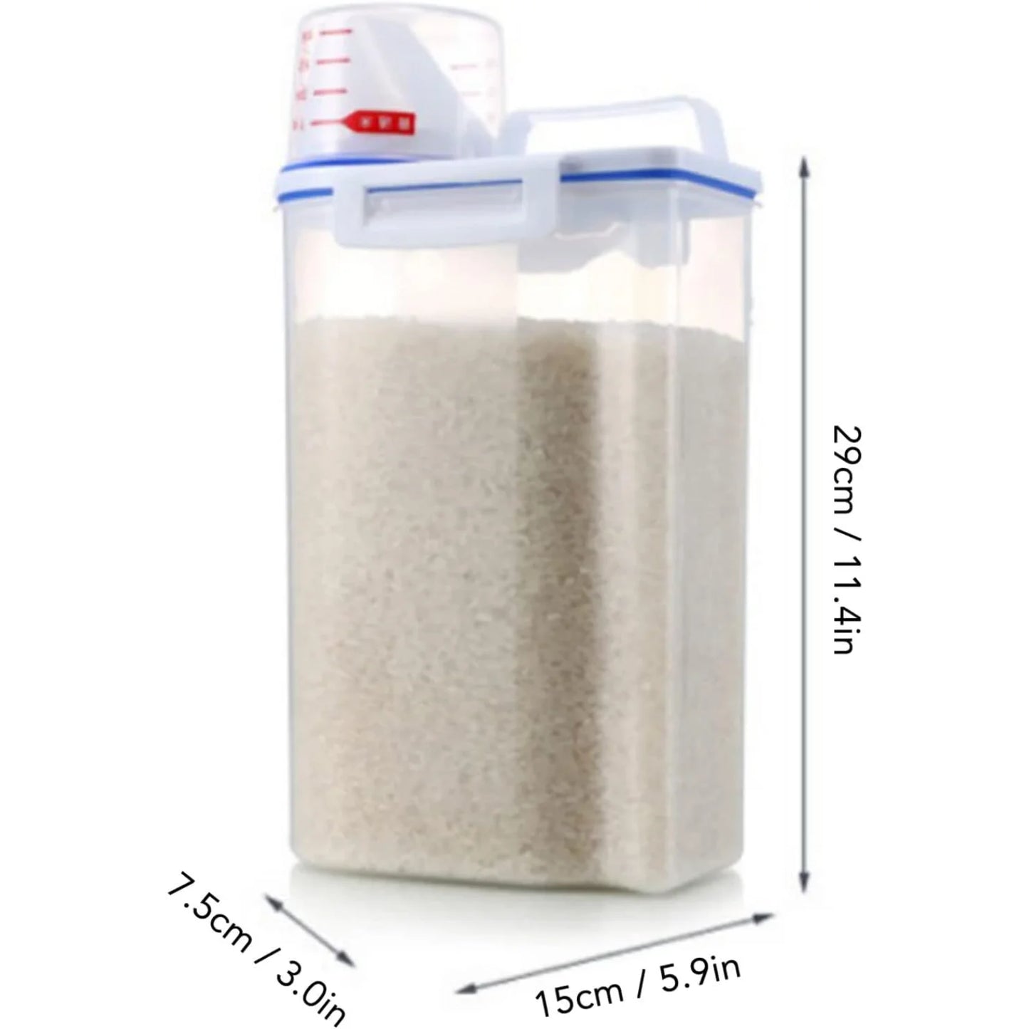 2.5L Rice Dispenser, 4.4LB Rice Bin Rice Airtight Dry Food Container, Cereal Container Dry Grain Dispenser with Pouring Spout,