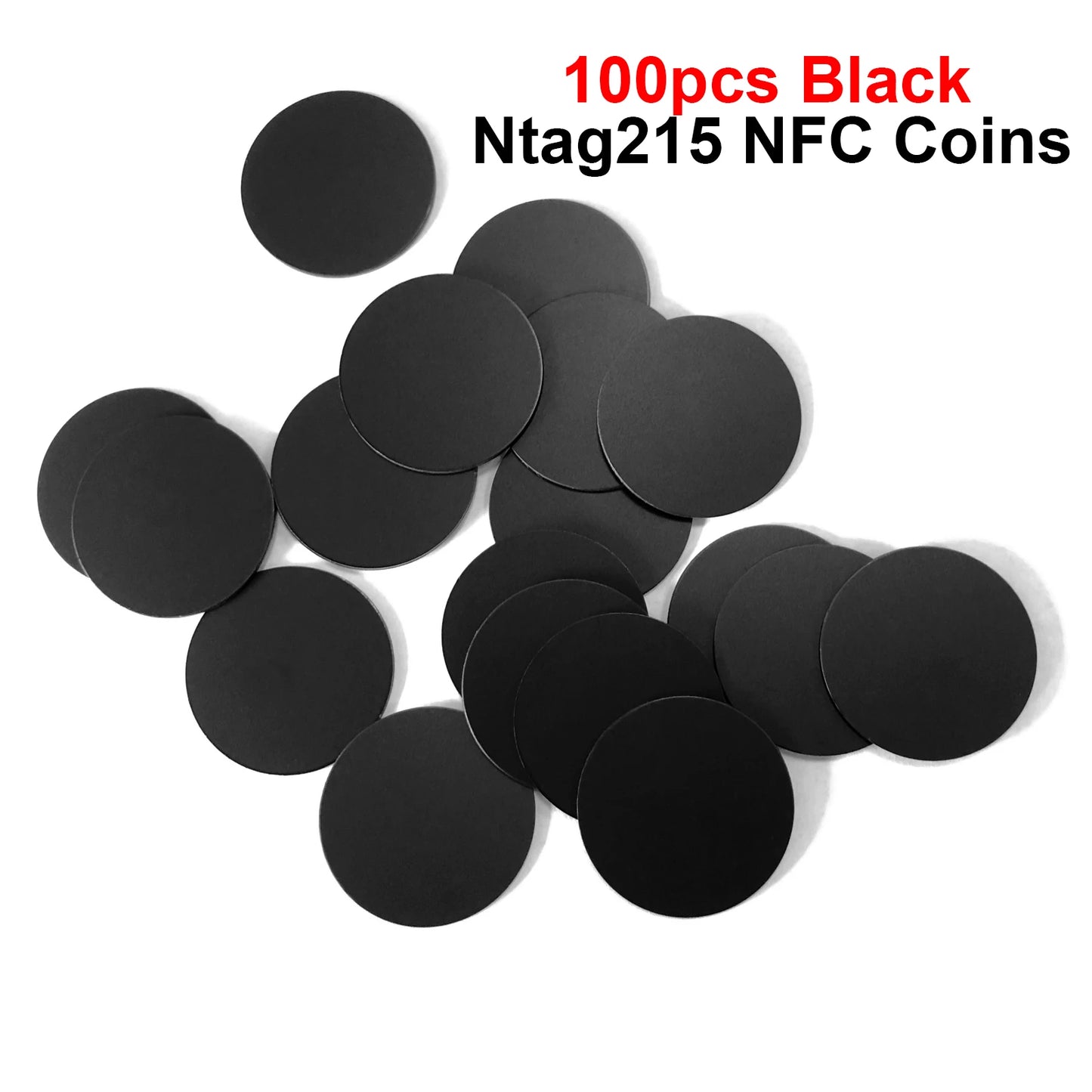 Black Ntag 215 NFC Phone Available RFID Tags Stickers Adhesive Label NFC Ntag215 Self-Adhesive Tag 13.56Mhz ISO14443A Sticker