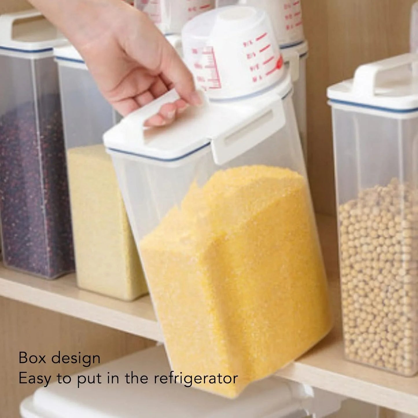 2.5L Rice Dispenser, 4.4LB Rice Bin Rice Airtight Dry Food Container, Cereal Container Dry Grain Dispenser with Pouring Spout,