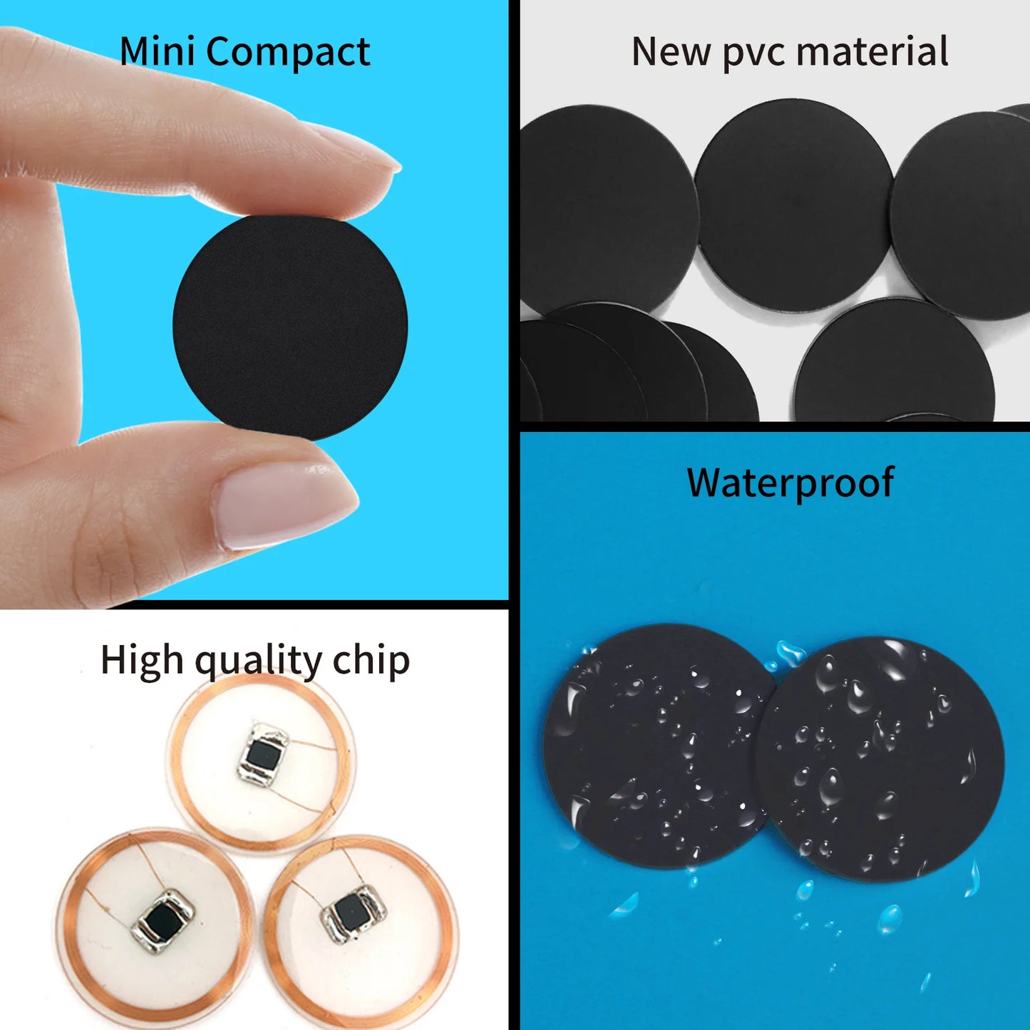 Black Ntag 215 NFC Phone Available RFID Tags Stickers Adhesive Label NFC Ntag215 Self-Adhesive Tag 13.56Mhz ISO14443A Sticker