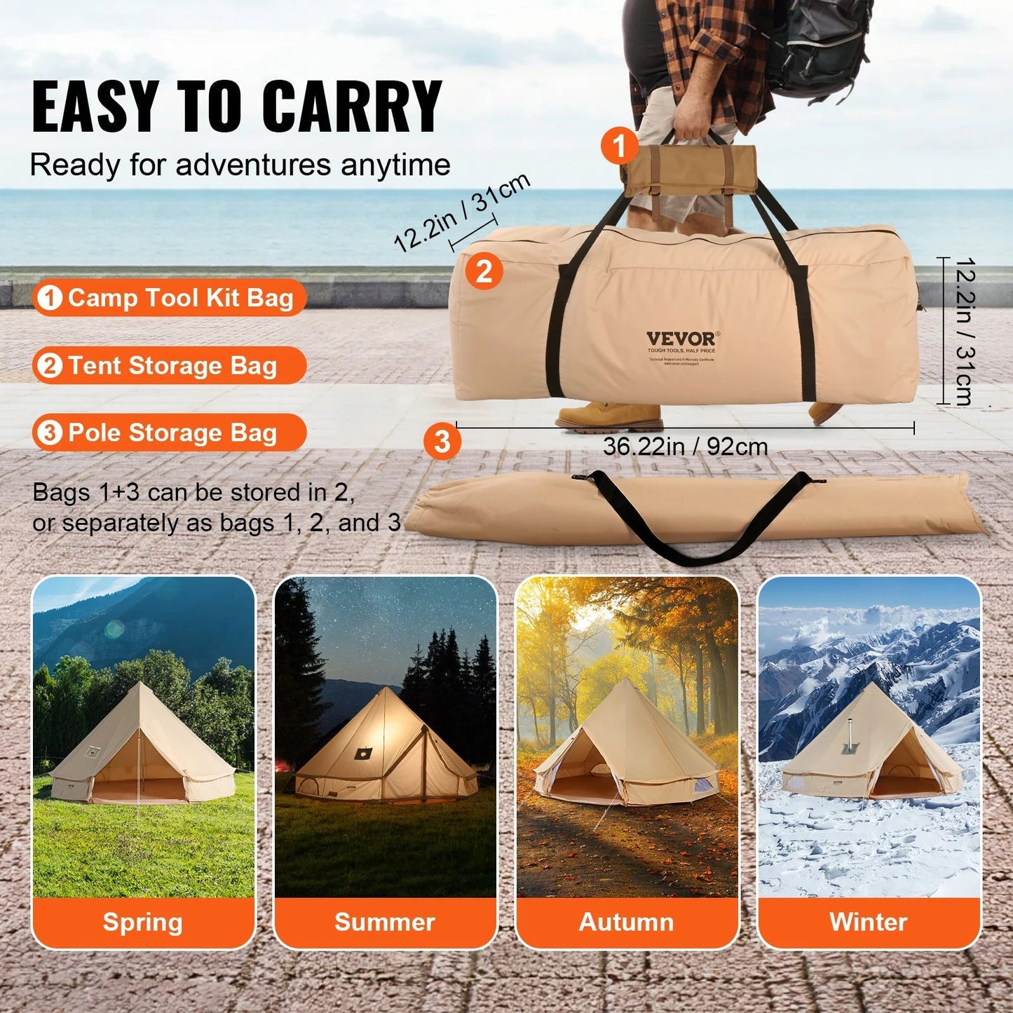 VEVOR 4 Seasons Canvas Tent
