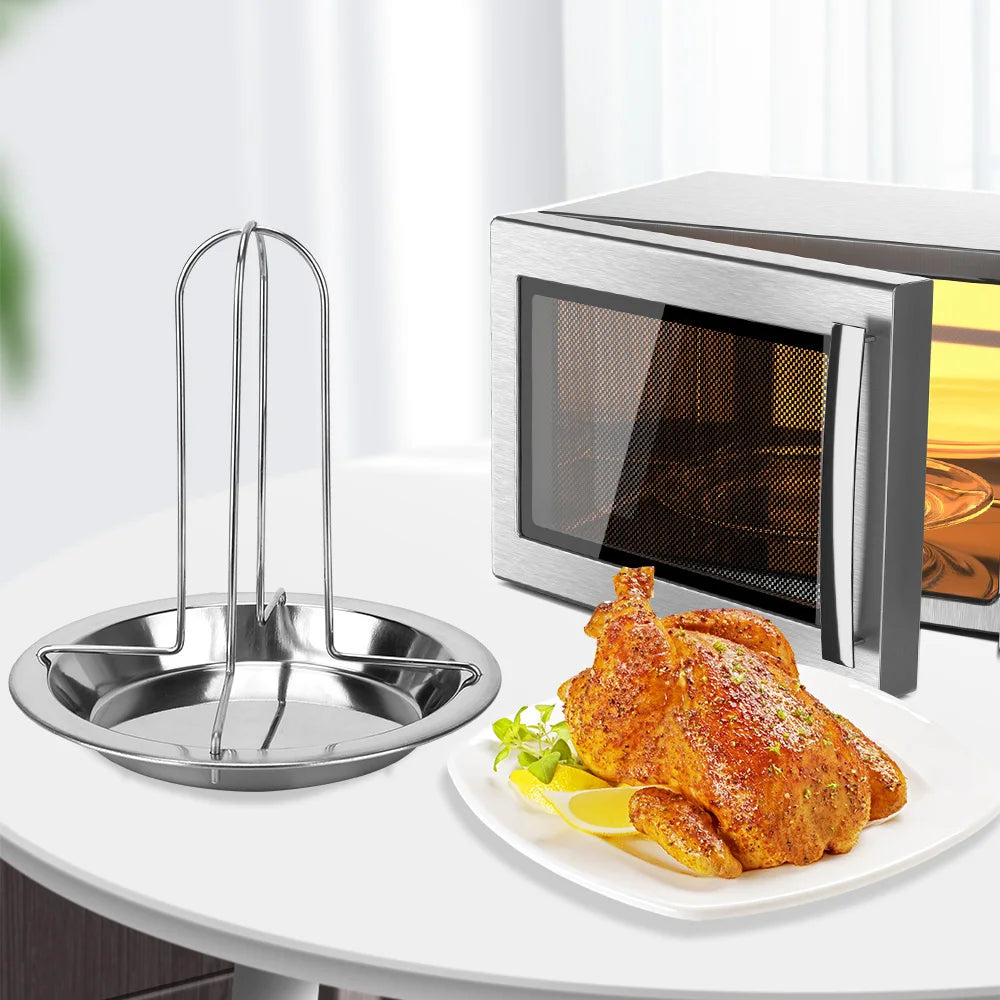Chicken Roaster Rack Stainless Steel Roasting Grill Stand Kitchen Outdoor BBQ Tools Non-Stick Grilled Chicken Plate