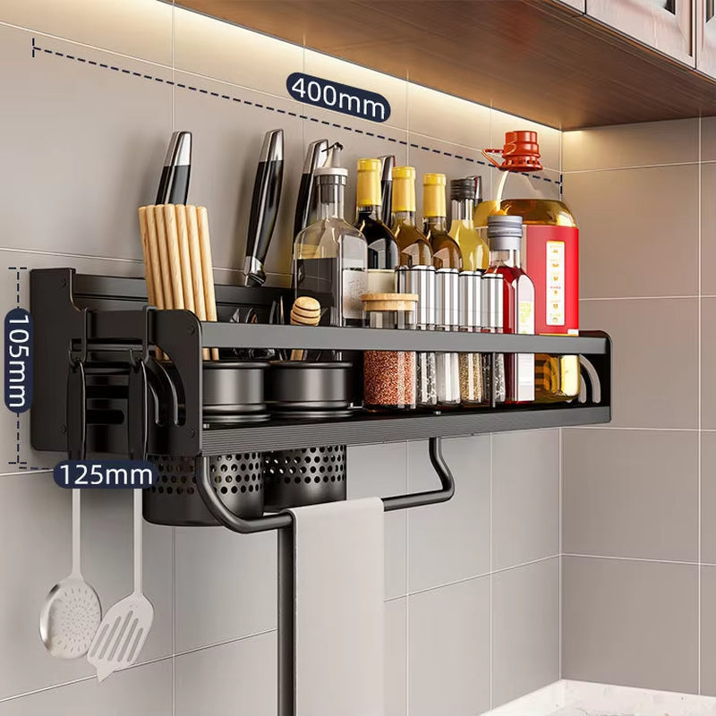 Kitchen Organizer Shelf Wall-Mounted Spice Storage Rack Kitchen Knife Holder Wall Seasoning Chopstick Spoon Shovel Storage