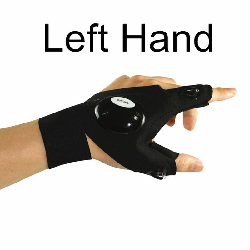 Outdoor Fishing Magic Strap Fingerless Gloves LED Flashlight Torch Cover Survival Camping Hiking Cycling Rescue Tool Gloves