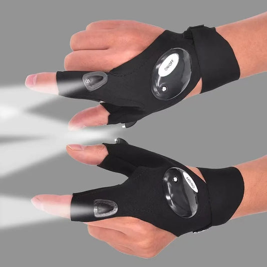 Waterproof Fingerless LED Gloves Flashlight