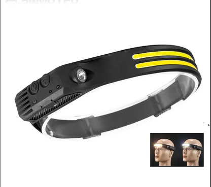 Induction Headlamp COB LED Sensor Head Lamp Built-In Battery Flashlight USB Rechargeable Head Torch 5 Lighting Modes Headlight