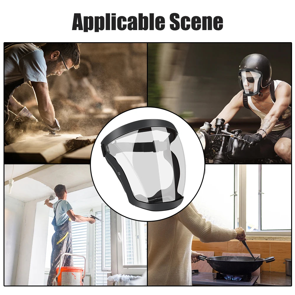 Full Face Shield Protection Face Cover Oil-Splash Proof Mask with Filters Motorcycle Bicycle Cycling Dusting Mask Kitchen Tool