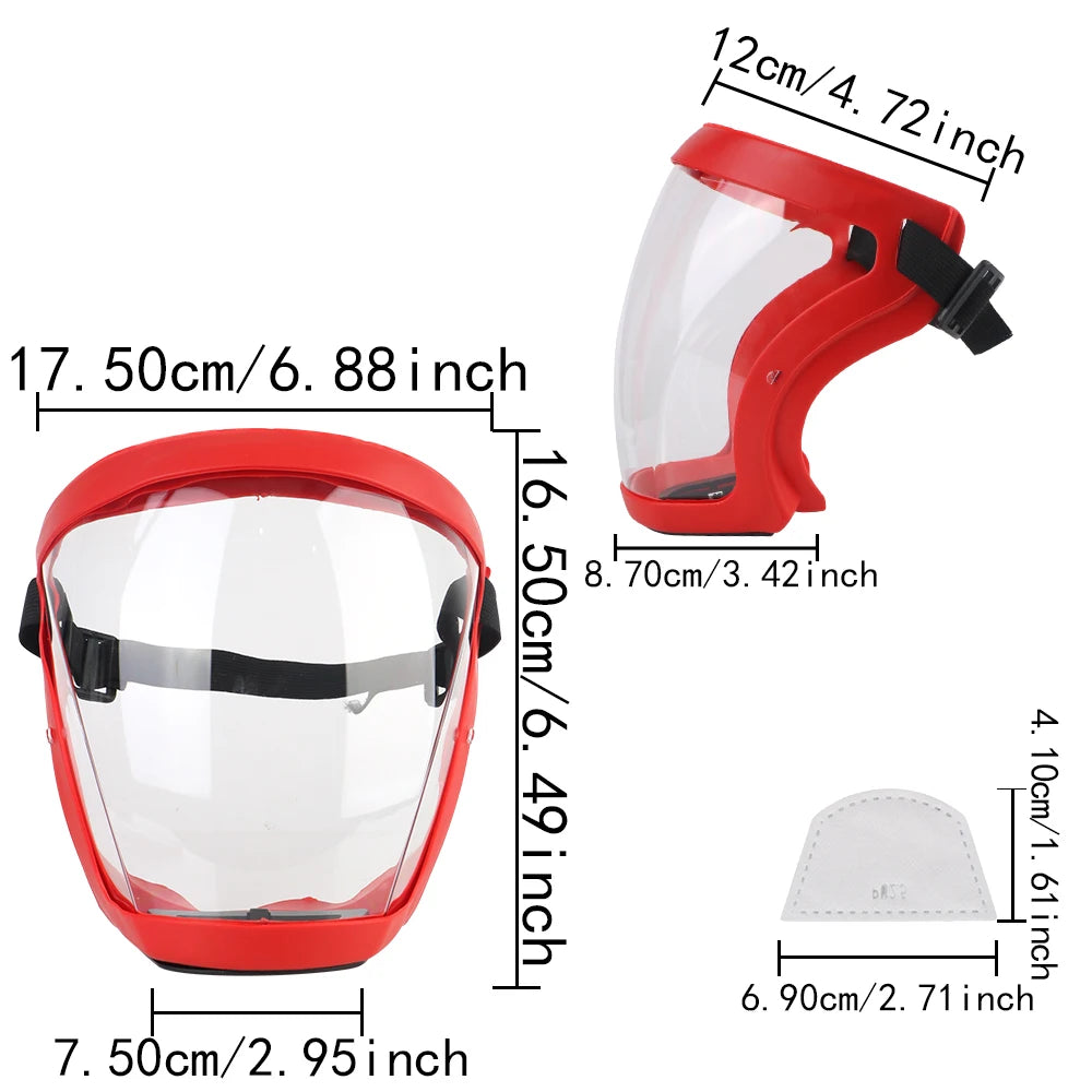 Full Face Shield Protection Face Cover Oil-Splash Proof Mask with Filters Motorcycle Bicycle Cycling Dusting Mask Kitchen Tool