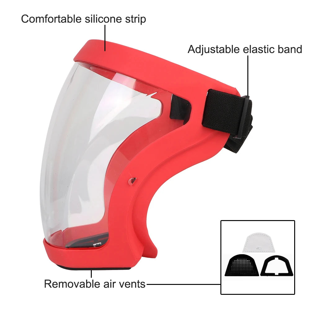 Full Face Shield Protection Face Cover Oil-Splash Proof Mask with Filters Motorcycle Bicycle Cycling Dusting Mask Kitchen Tool