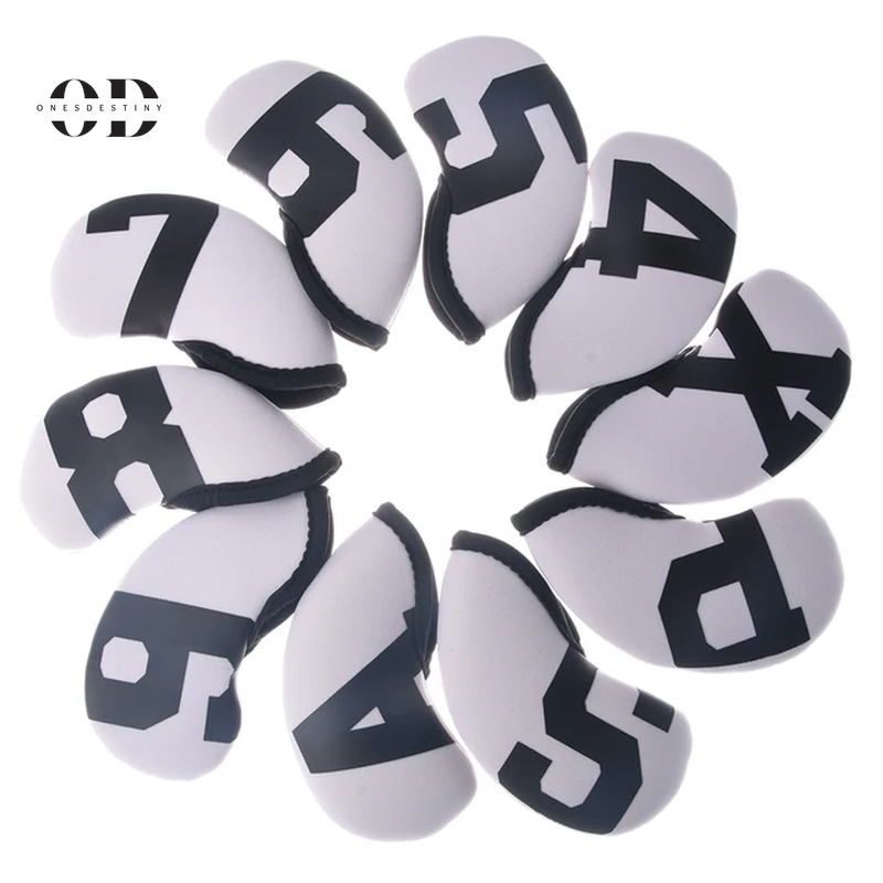 10Pcs/Set New Golf Iron Head Cover Golf Iron Cover 4 5 6 7 8 9 P a S X Waterproof Neoprene Golf Accessories
