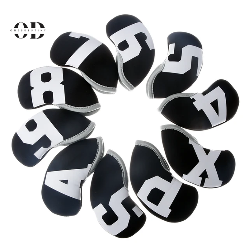 10Pcs/Set New Golf Iron Head Cover Golf Iron Cover 4 5 6 7 8 9 P a S X Waterproof Neoprene Golf Accessories