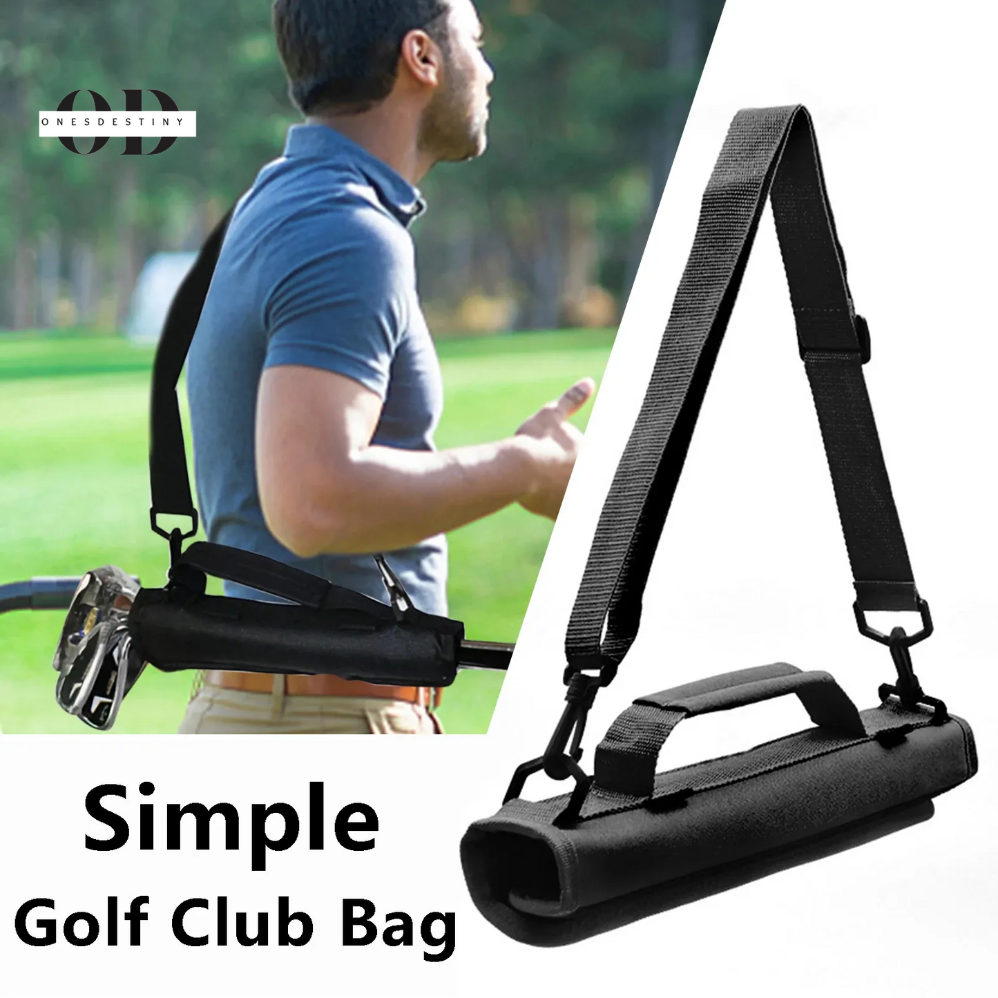 Mini Portable Nylon Golf Club Bag Simple Golf Gun Carrier Bag Travel Bag Golf Training Case with Adjustable Shoulder Straps